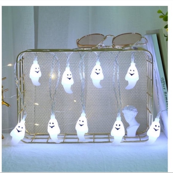 2 Pack Halloween LED 10ct Light Up Black Spider & White Ghose String Lights NWT - Picture 4 of 6